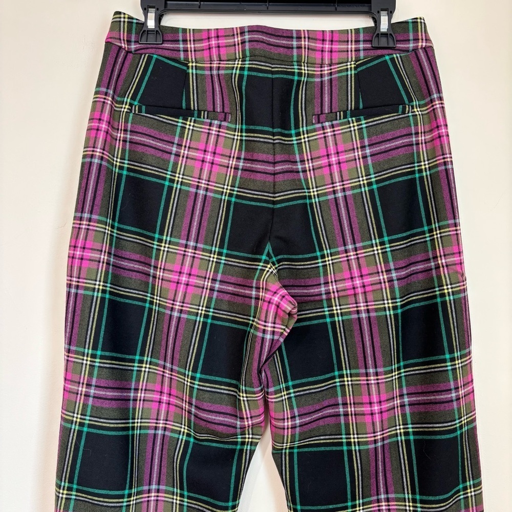 J. Crew Kate Stewart Tartan Pink Green Wool Blend Straight Preppy Academia Pants - Picture 6 of 16